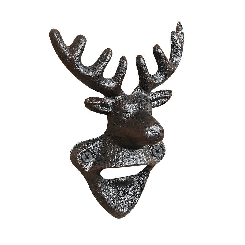 Cast Iron Deer Head Wall-Mounted Bottle Opener