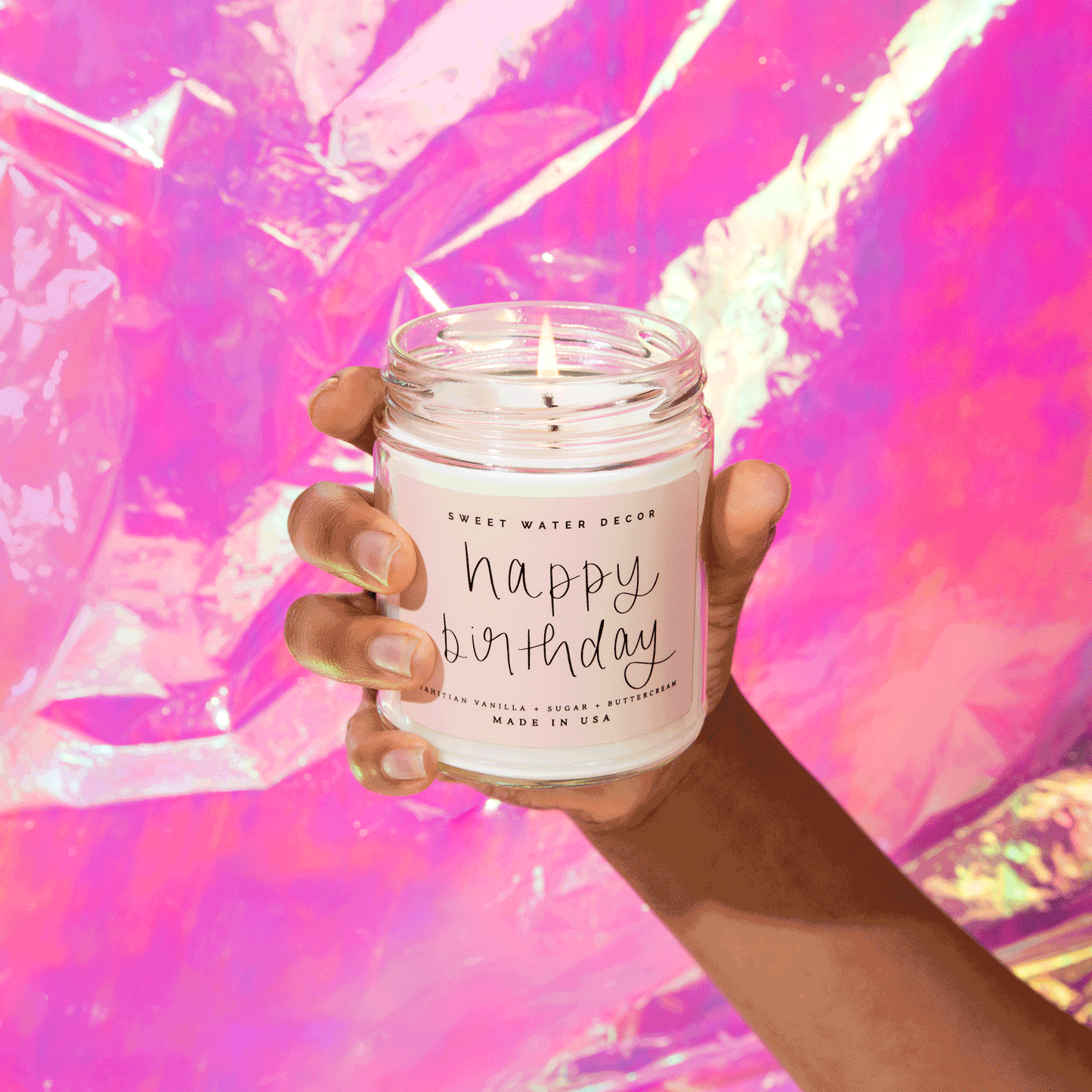 Candela di soia Buon Compleanno - Barattolo trasparente - 9 oz