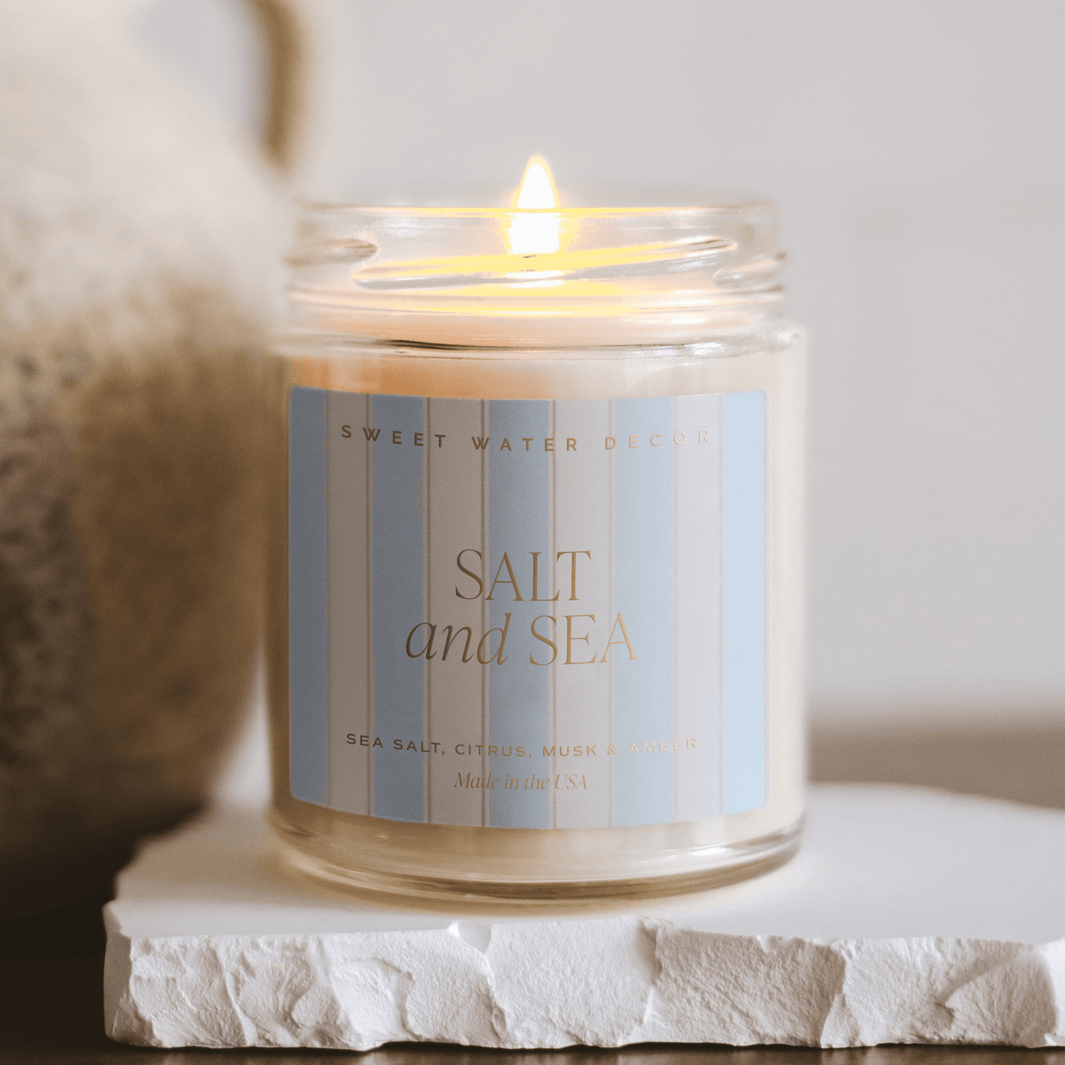 Candela profumata al sale e mare in cera di soia - Vaso trasparente - 255 g (9 oz)