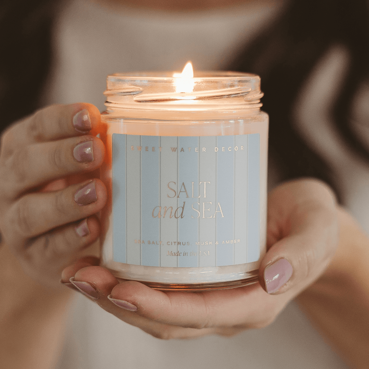 Candela profumata al sale e mare in cera di soia - Vaso trasparente - 255 g (9 oz)