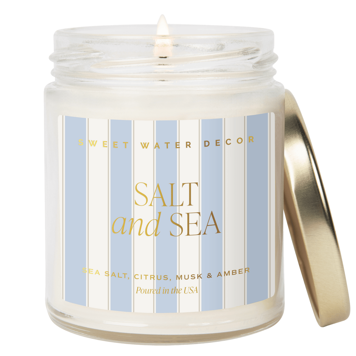 Candela profumata al sale e mare in cera di soia - Vaso trasparente - 255 g (9 oz)