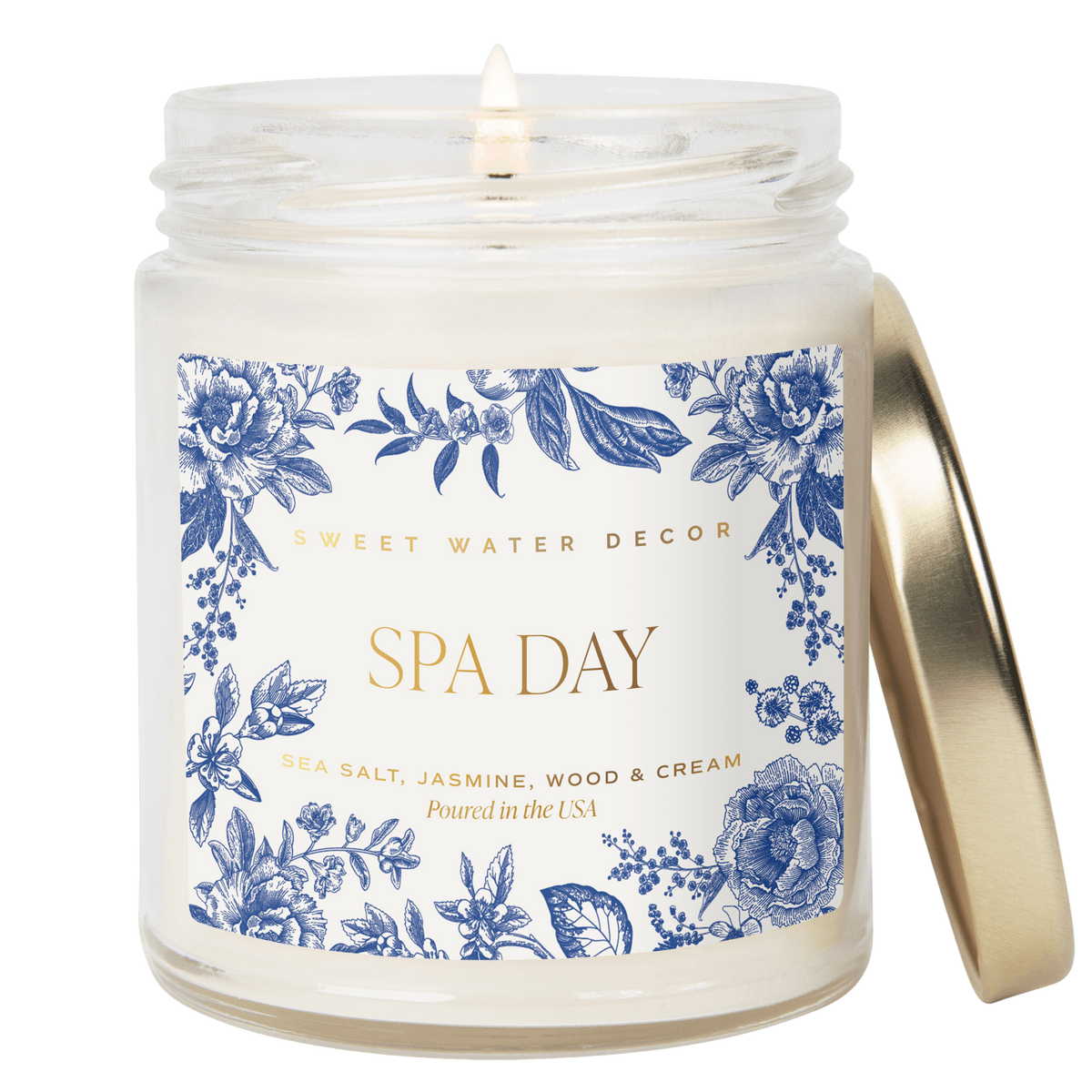 Bougie en cire de soja à motifs Spa Day - Pot transparent - 9 oz