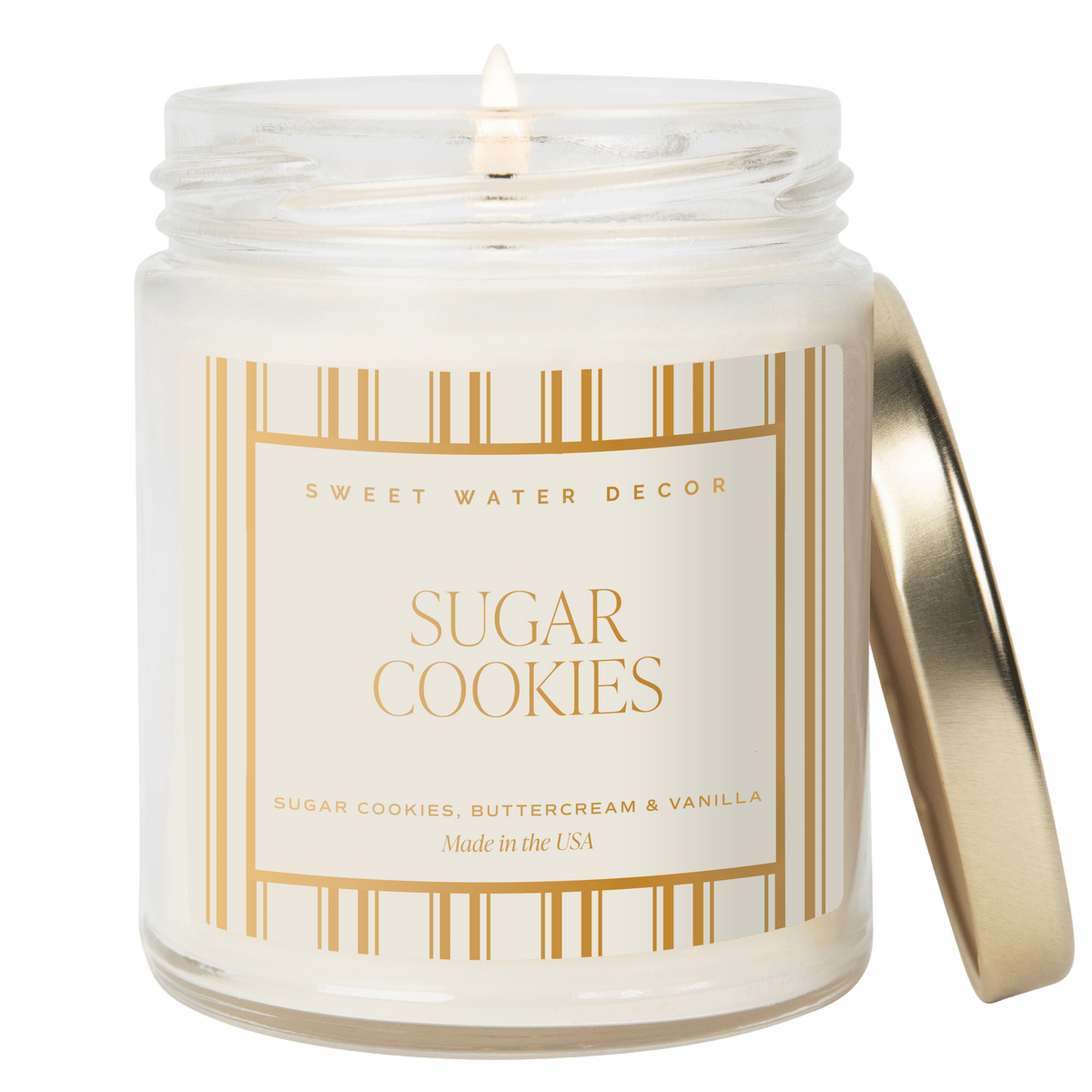 Bougie au soja parfum sucre d'orge - Pot transparent à motifs de 255 g (9 oz)