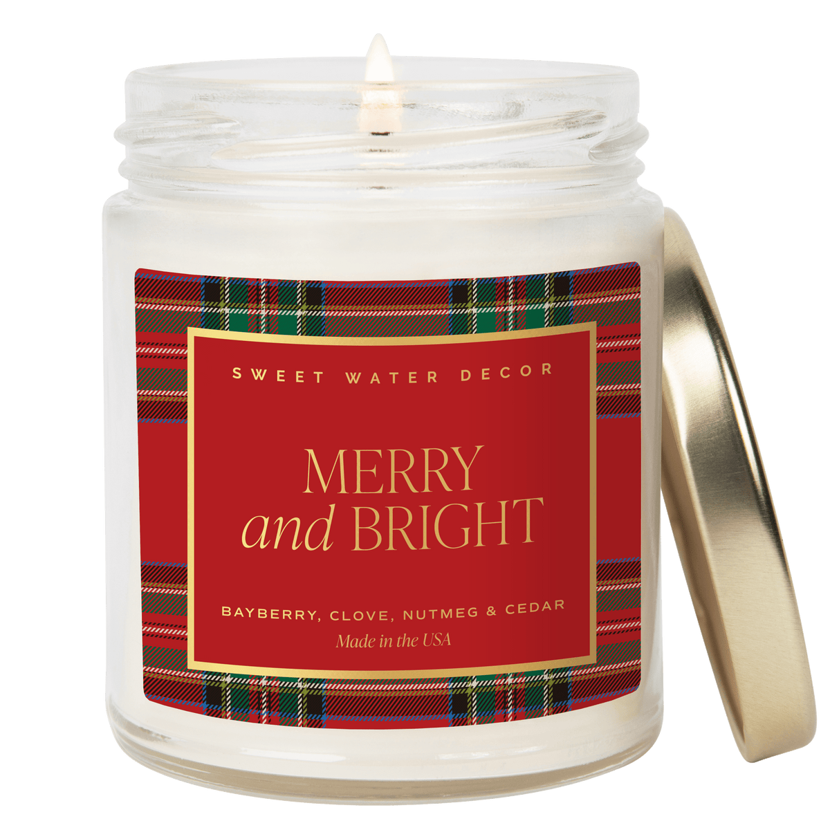 Bougie en cire de soja Merry and Bright - Pot transparent à motifs - 9 oz