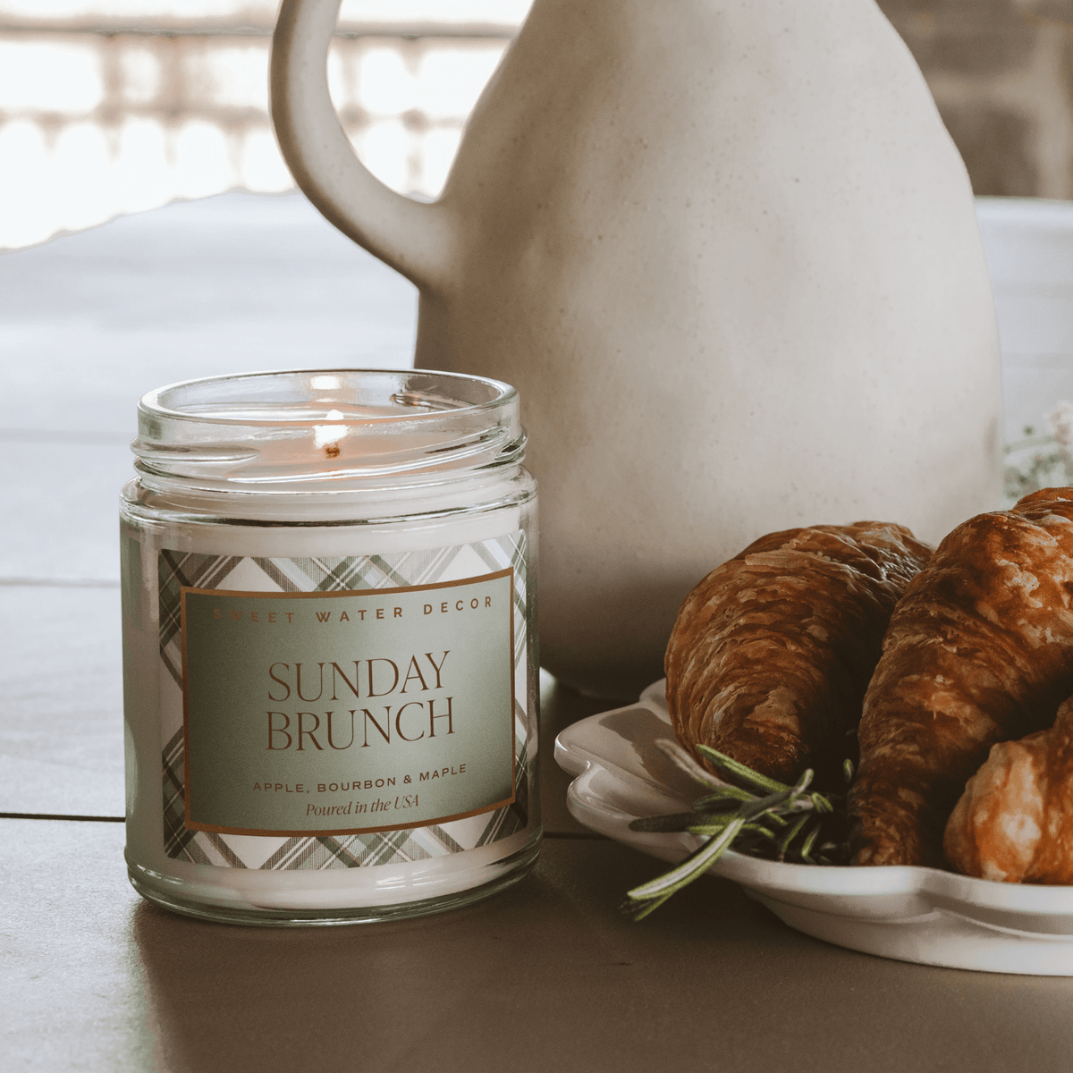 Candela di soia Sunday Brunch - Barattolo trasparente decorato - 9 oz