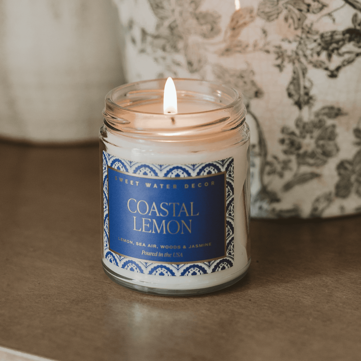 Bougie au soja Coastal Lemon - Pot à motifs transparent - 9 oz
