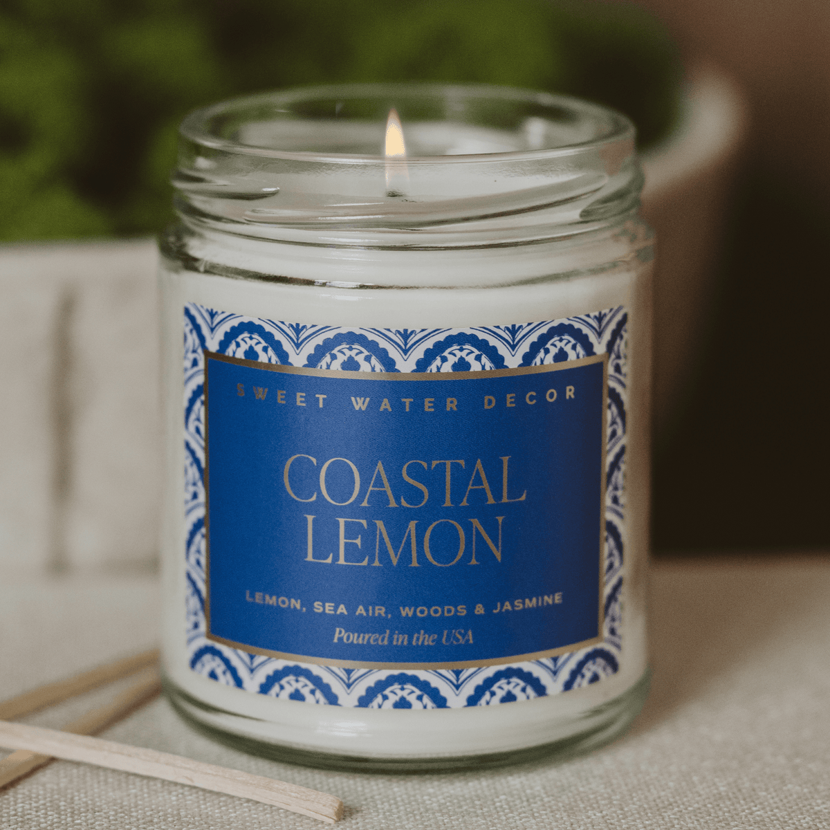 Bougie au soja Coastal Lemon - Pot à motifs transparent - 9 oz