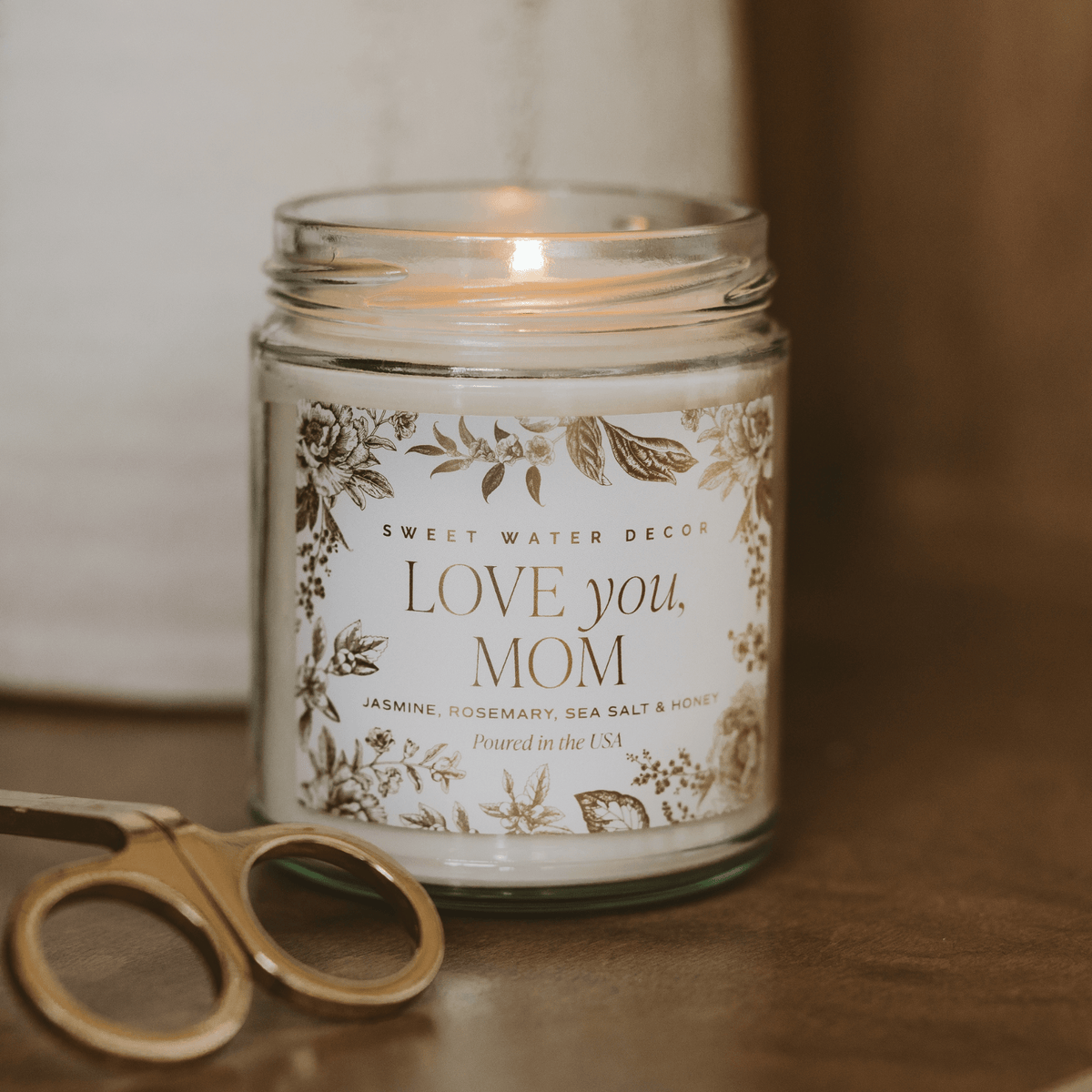 Candela profumata "Love You, Mom" - Vasetto decorato trasparente - 9 oz