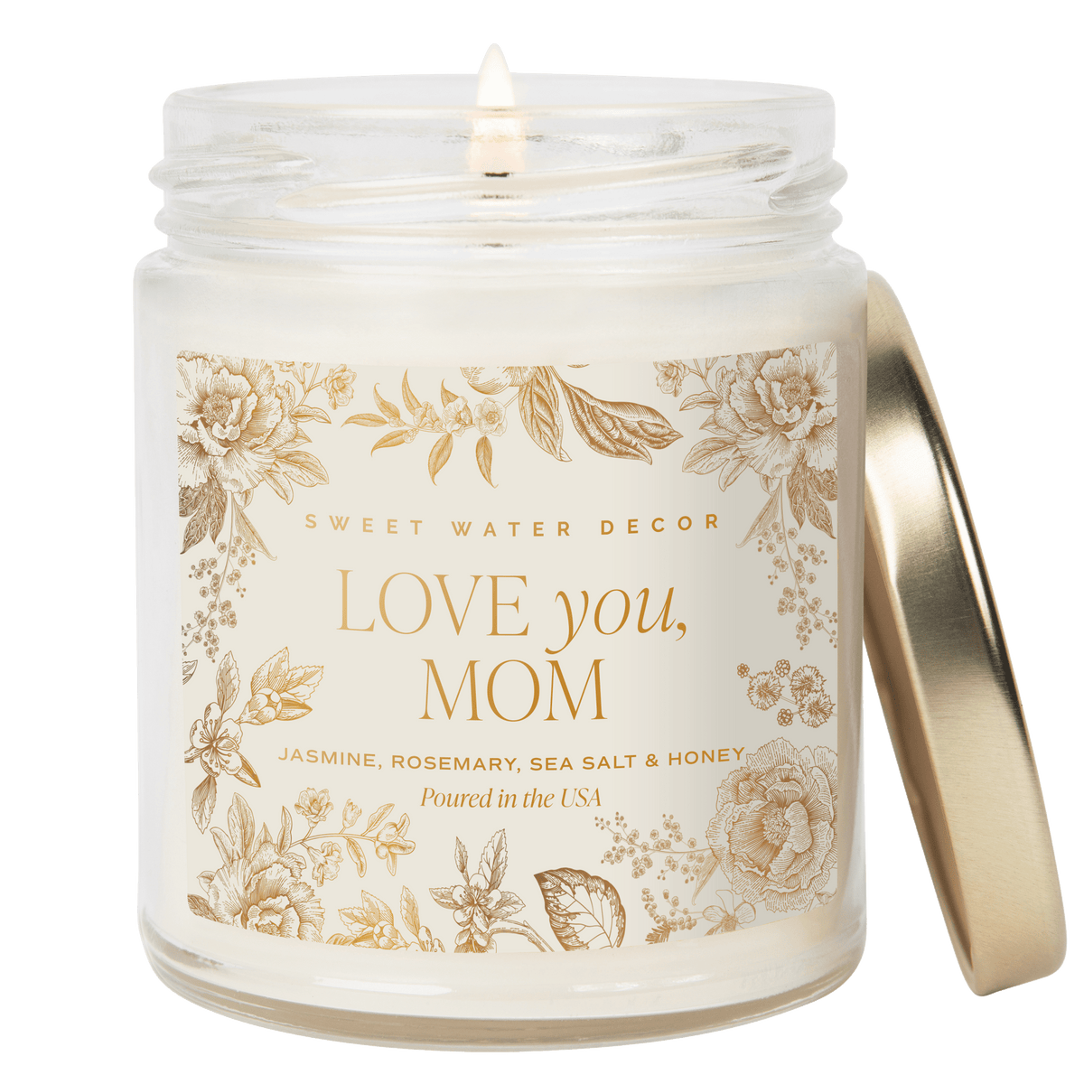 Candela profumata "Love You, Mom" - Vasetto decorato trasparente - 9 oz
