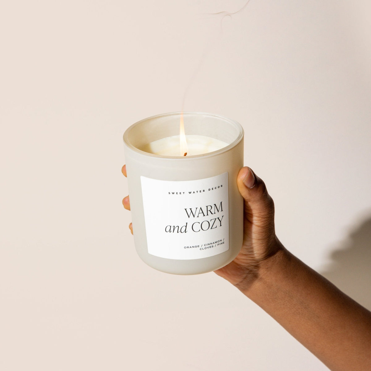 Candela di soia calda e accogliente - Vaso opaco color sabbia - 15 oz