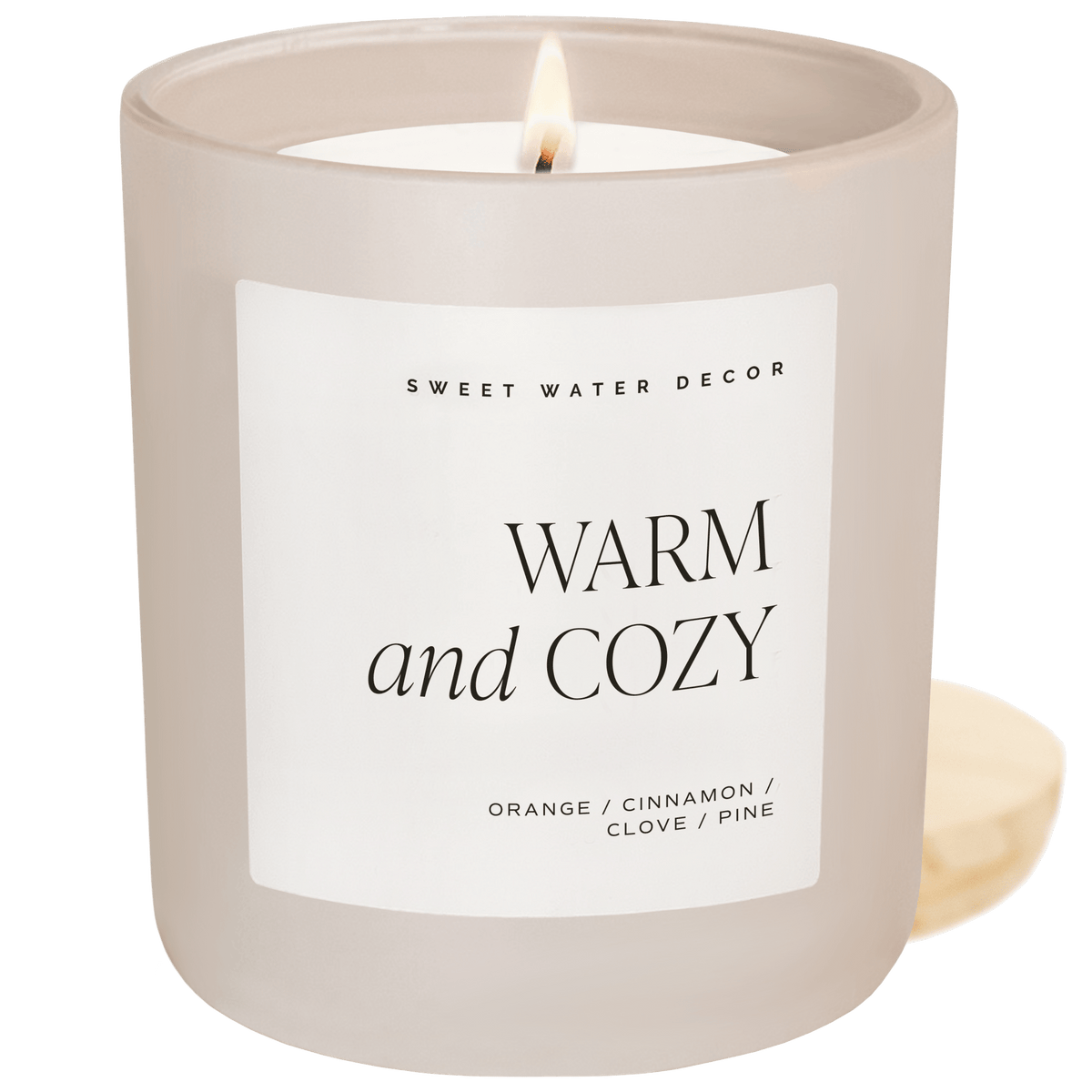 Candela di soia calda e accogliente - Vaso opaco color sabbia - 15 oz