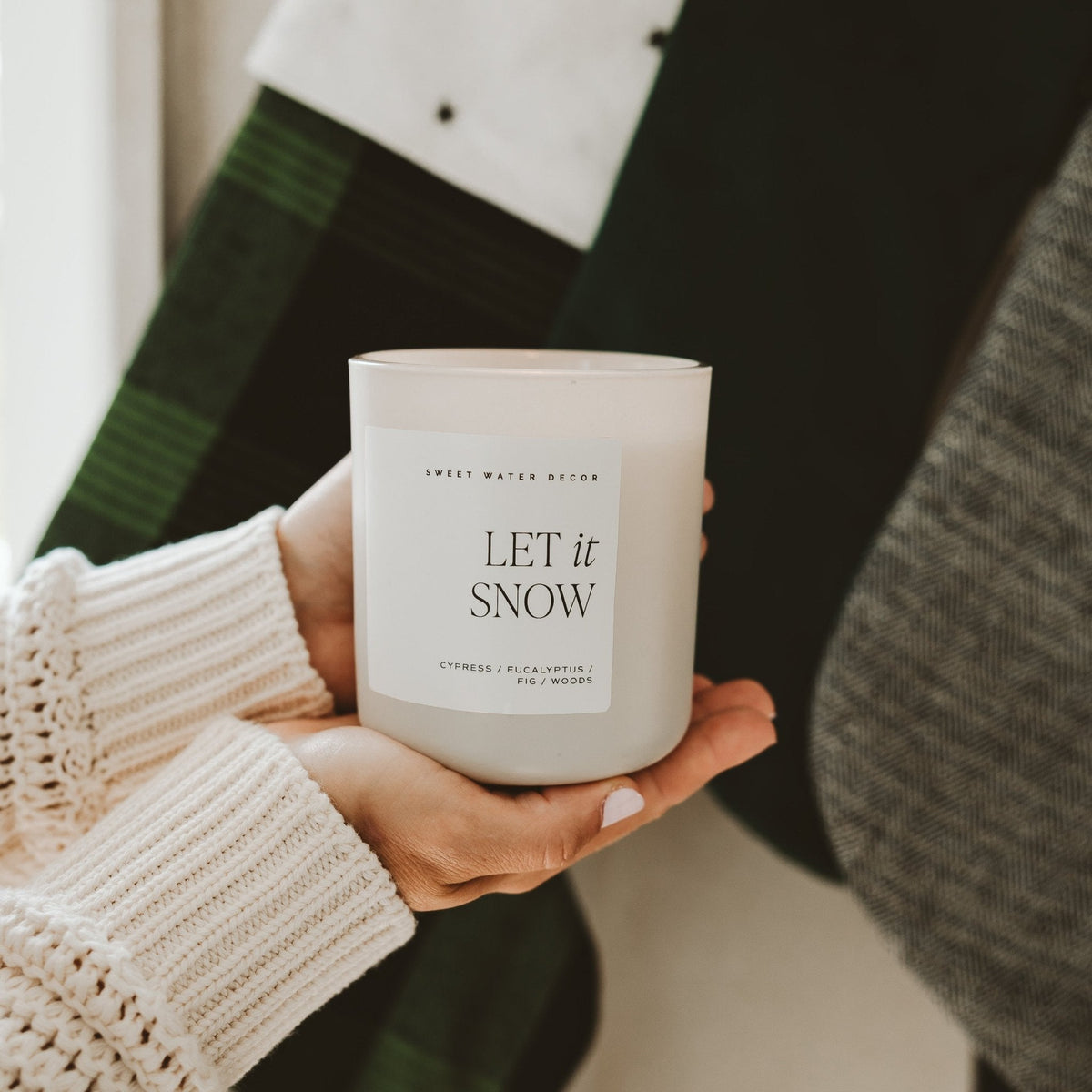 Bougie parfumée au soja « Let It Snow » - Pot mat beige mat - 15 oz