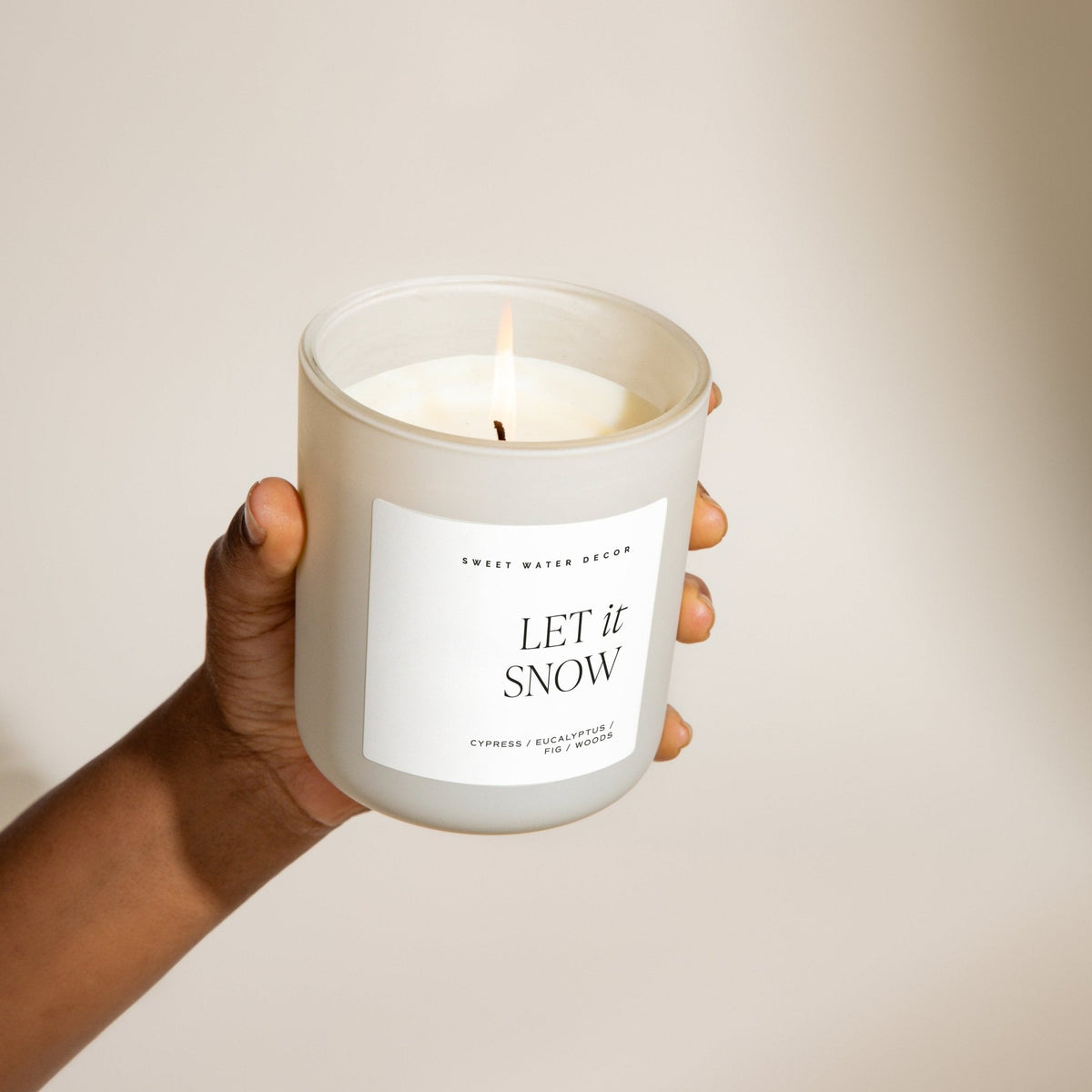 Bougie parfumée au soja « Let It Snow » - Pot mat beige mat - 15 oz