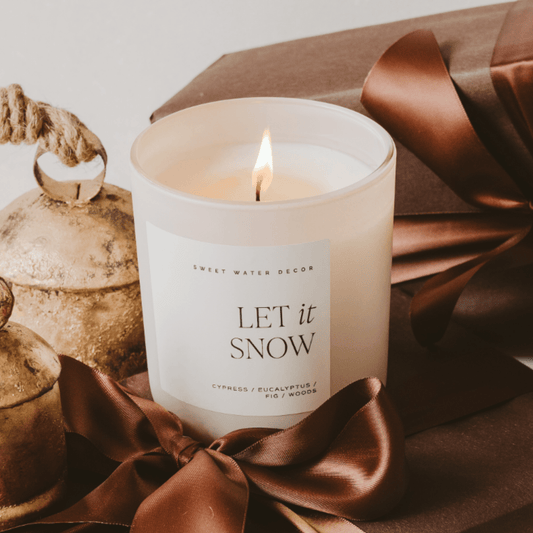 Candela di soia Let It Snow - Vasetto opaco color sabbia - 15 once