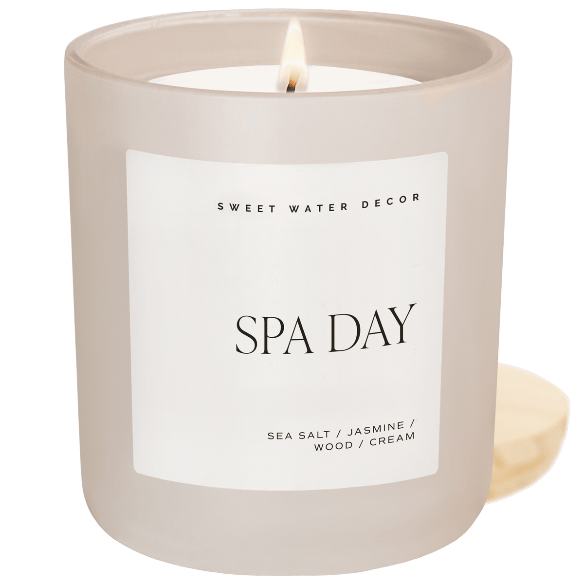 Bougie au soja pour une journée détente au spa - Pot mat beige - 15 oz