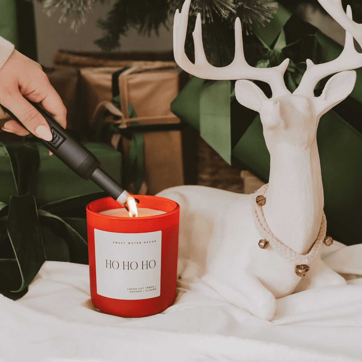 Bougie en cire de soja Ho Ho Ho - Pot rouge mat - 425 g (Noël)
