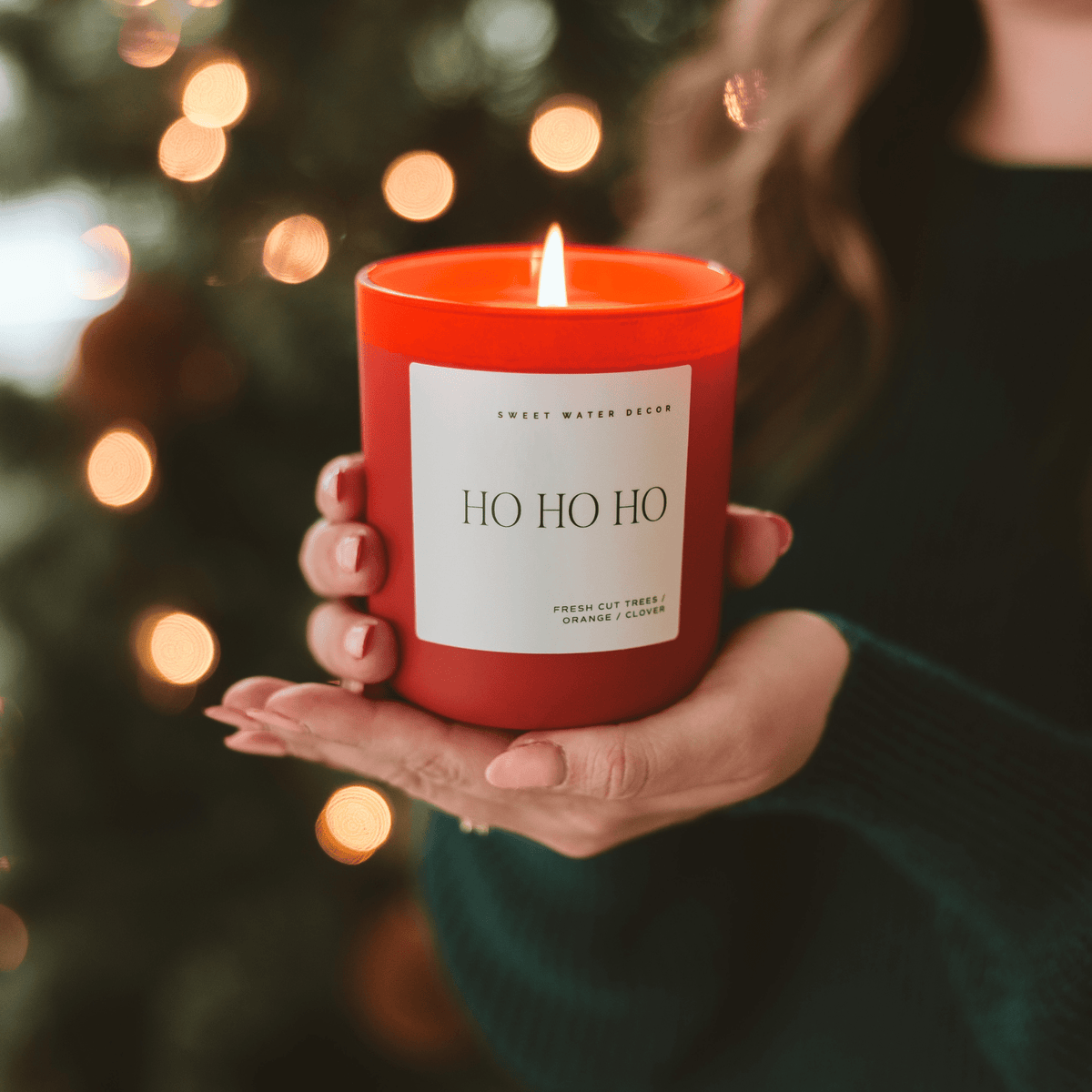 Bougie en cire de soja Ho Ho Ho - Pot rouge mat - 425 g (Noël)