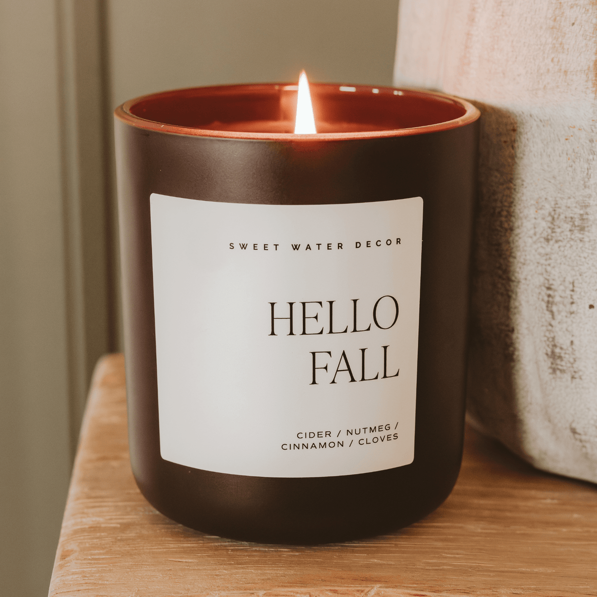 Bougie au soja Hello Fall - Pot mat marron - 425 g