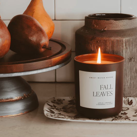 Bougie au soja feuilles d'automne - Pot mat marron - 15 oz