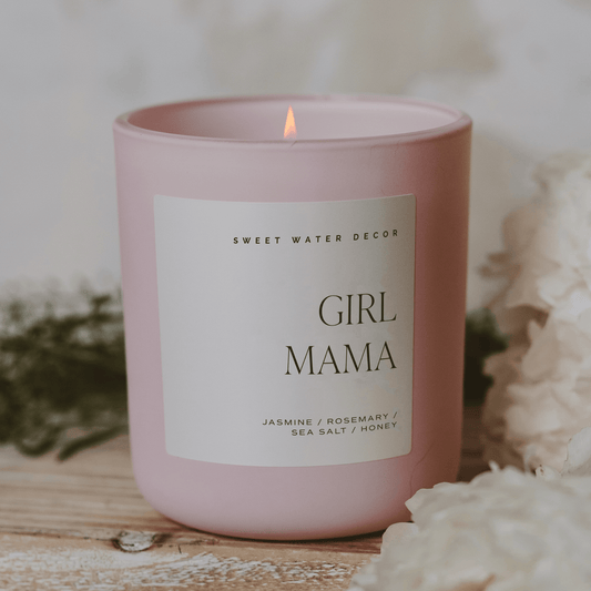 Candela in soia "Girl Mama" - Vaso opaco rosa - 15 oz