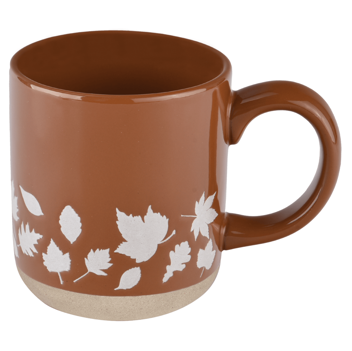 Tazza da caffè in gres arancione da 14 oz con foglie autunnali