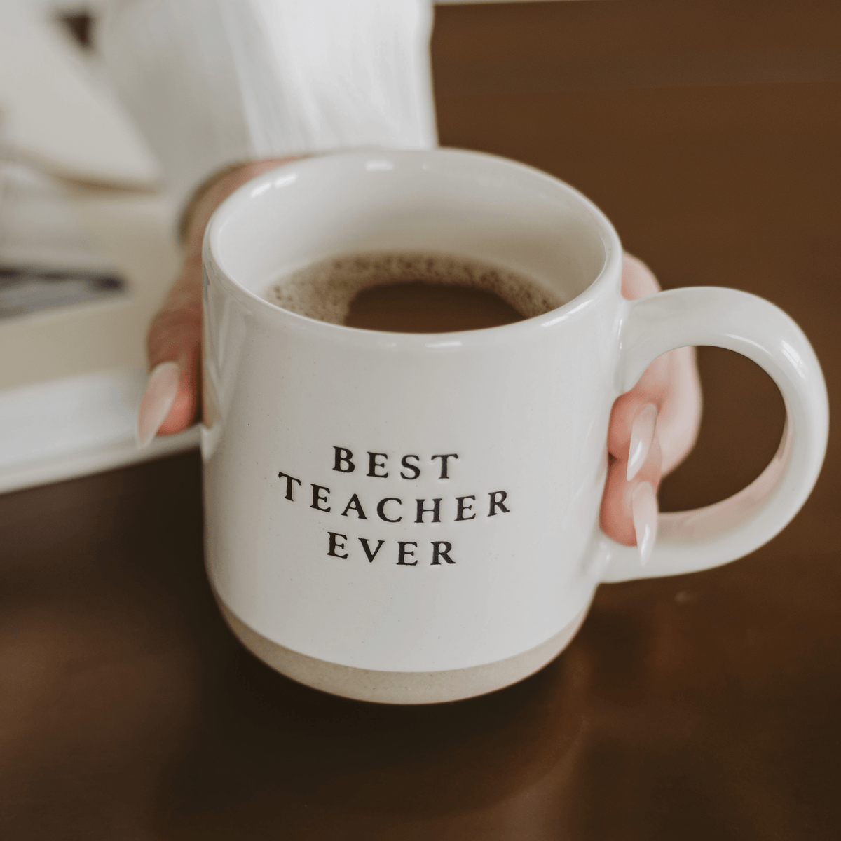 Mug da caffè in gres da 14 oz "Best Teacher Ever"