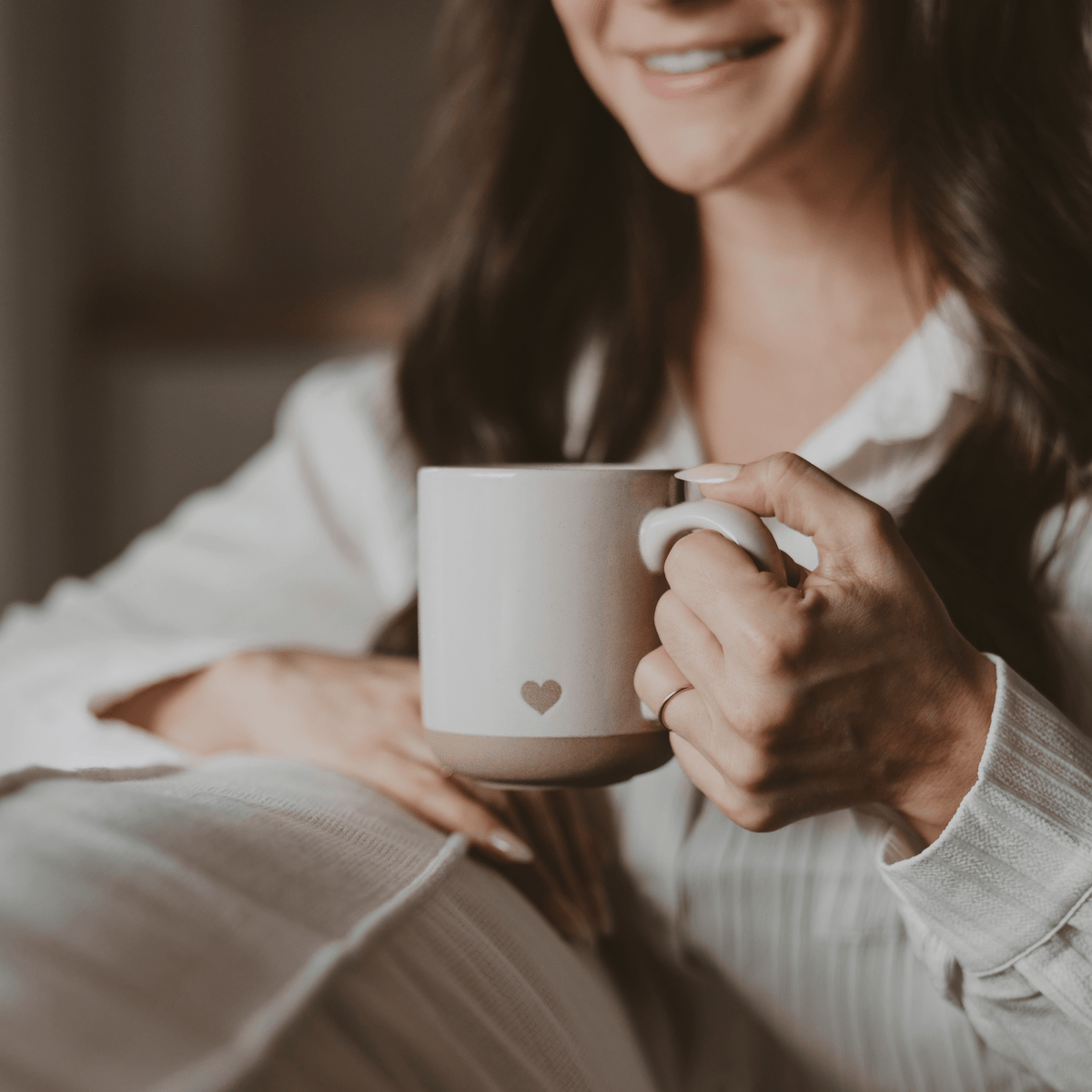 Tazza da caffè in gres con cuore da 14 oz
