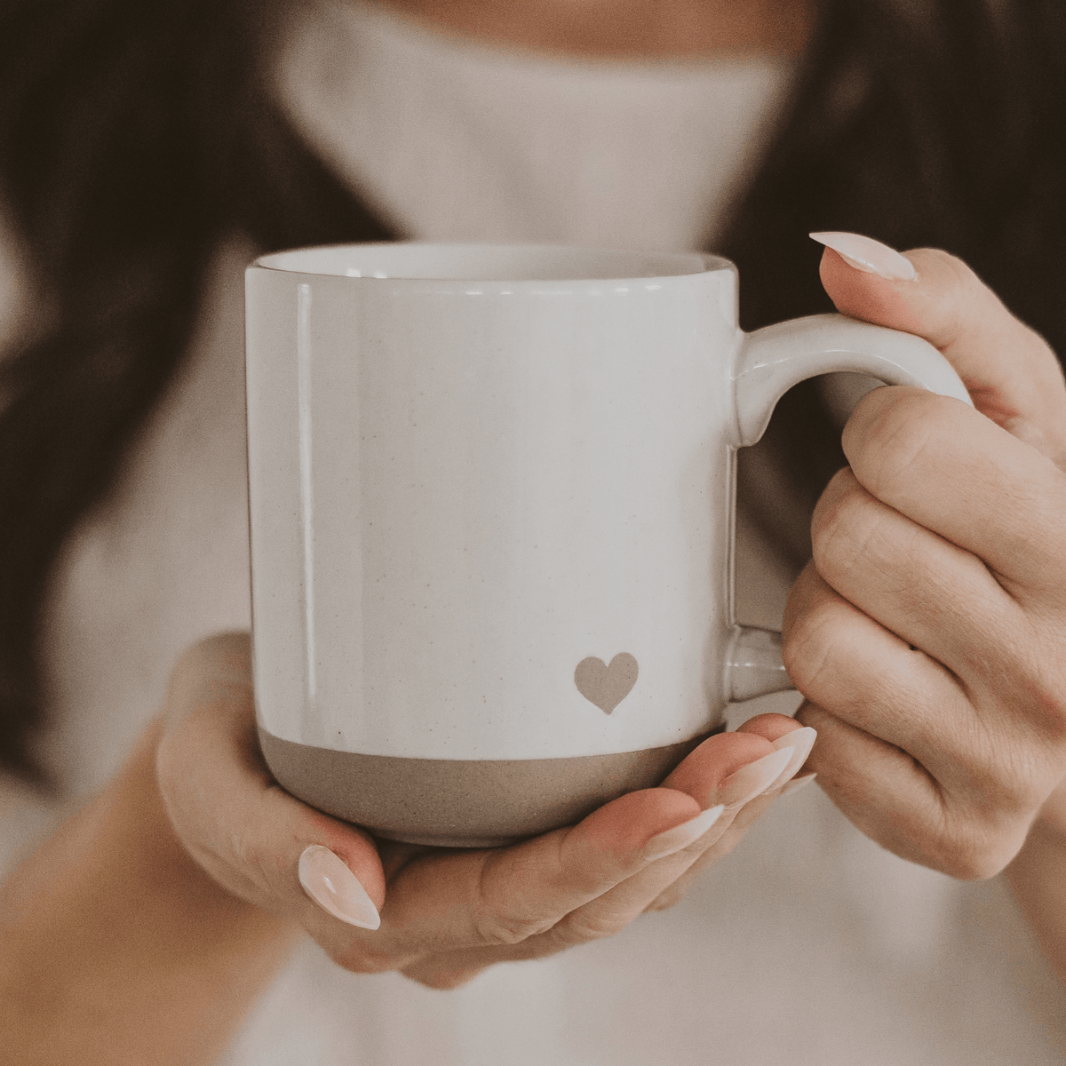 Tazza da caffè in gres con cuore da 14 oz