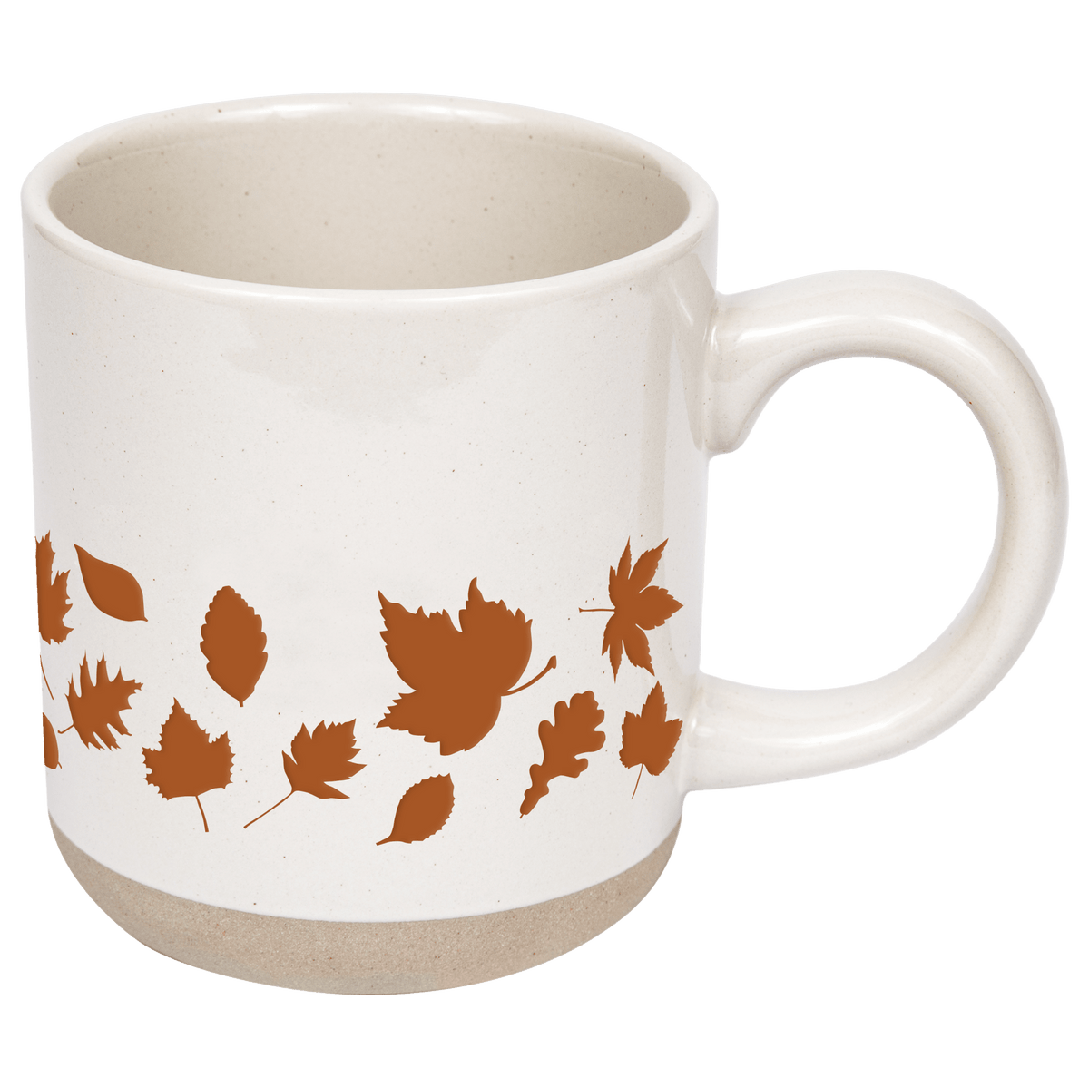 Tazza da caffè in gres color crema, 14 oz (414 ml), motivo foglie arancioni
