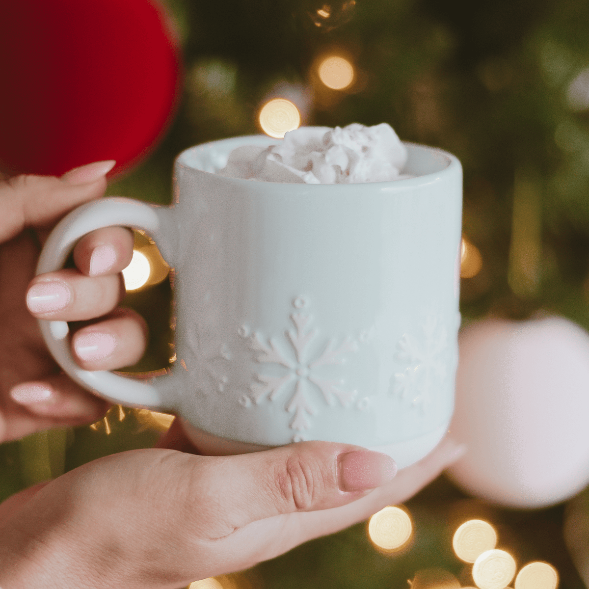 Mug à café en grès bleu avec flocons de neige, 415 ml
