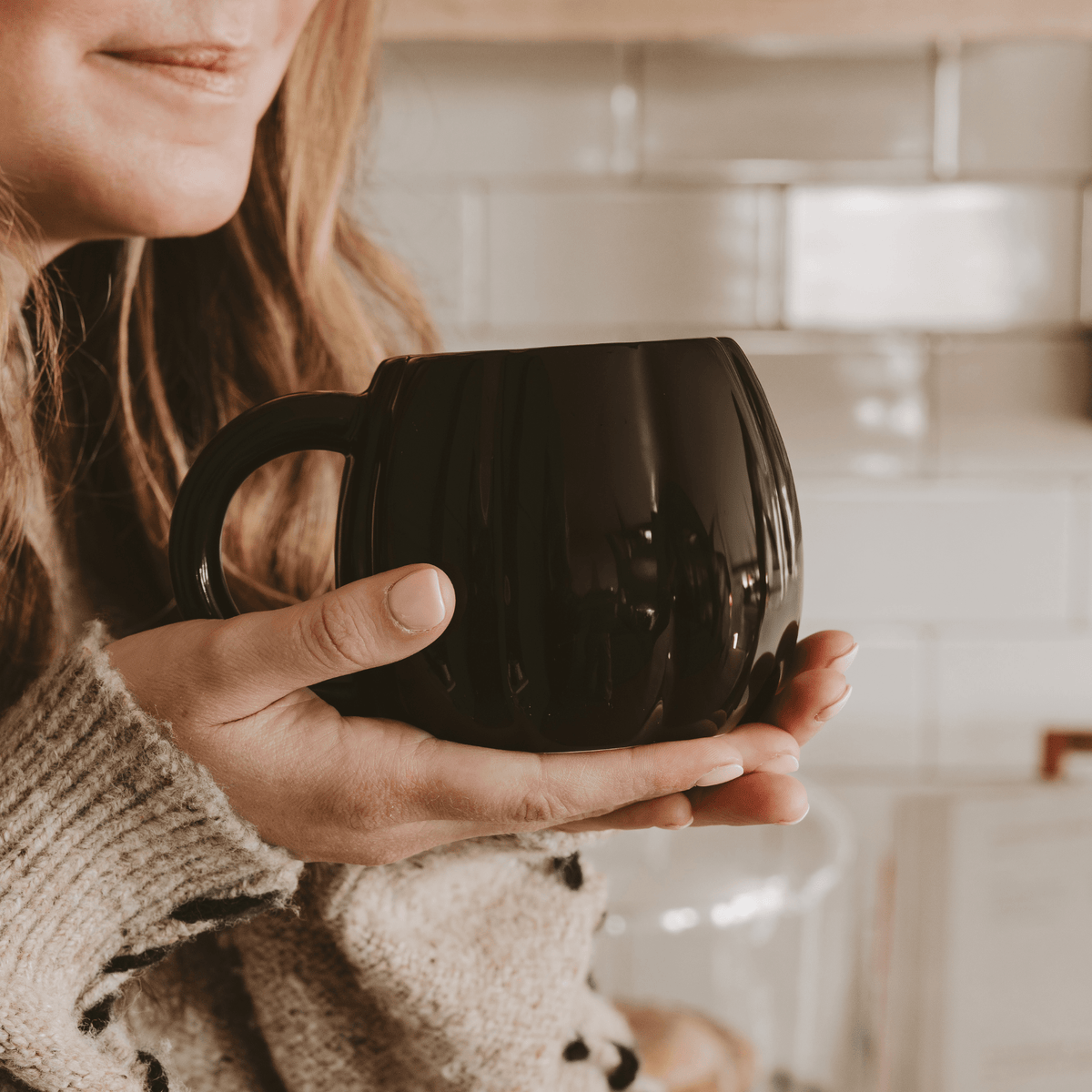 Mug à café figuratif citrouille noire 19 oz