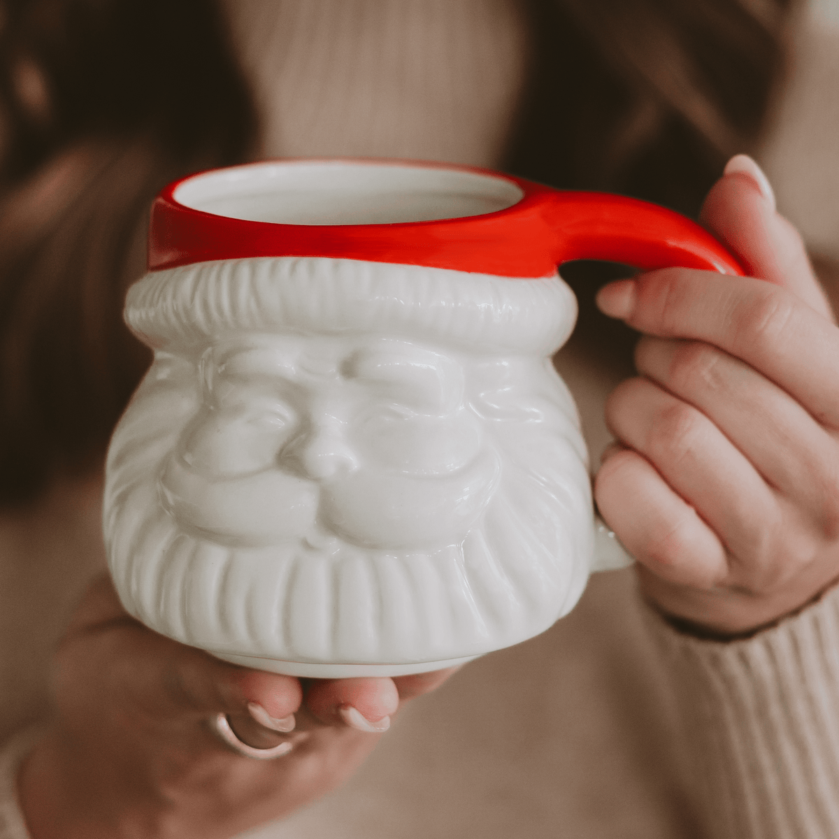 Tazza da caffè figurata Babbo Natale con cappello rosso da 19 oz