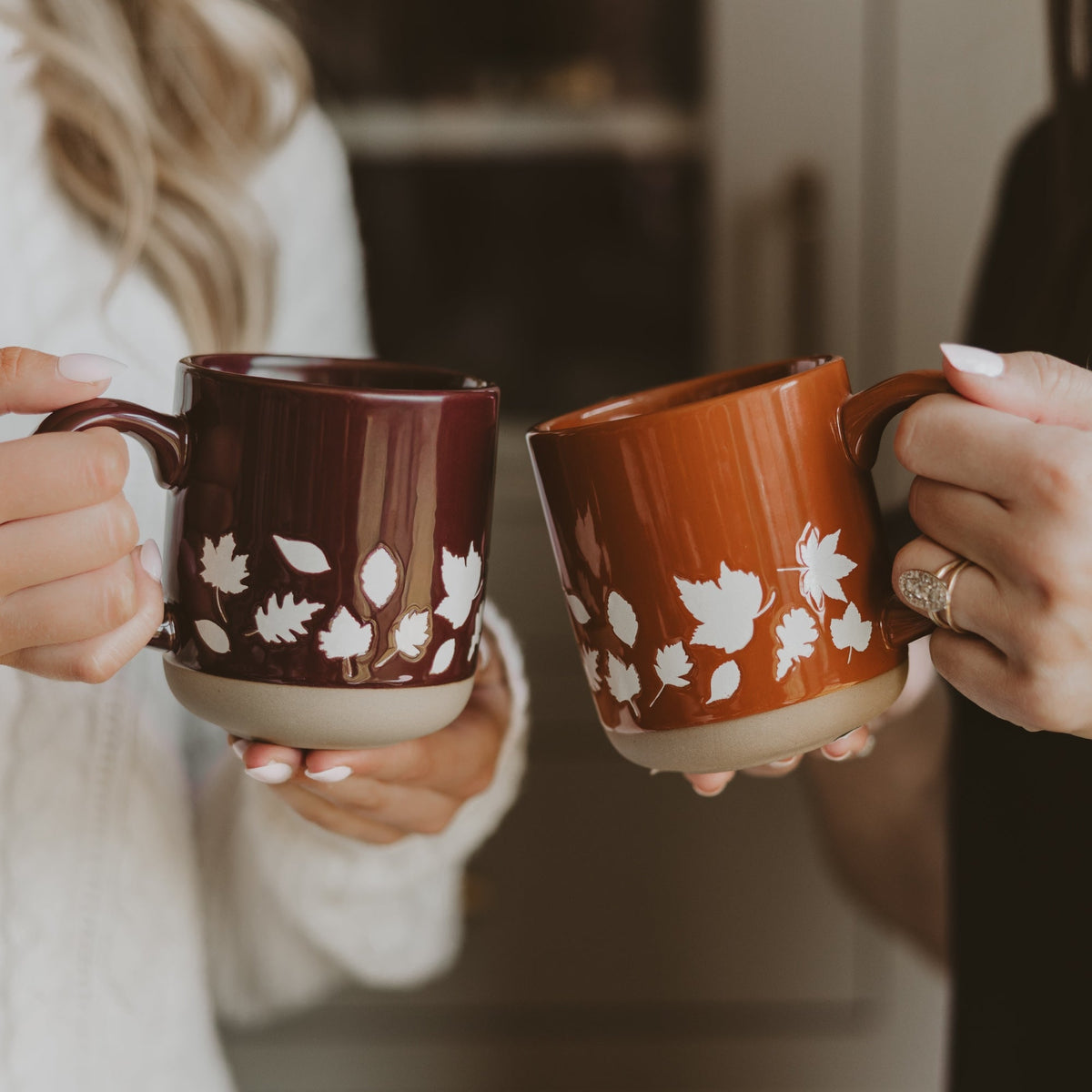 Mug da caffè in gres 14 oz Brown Leaves