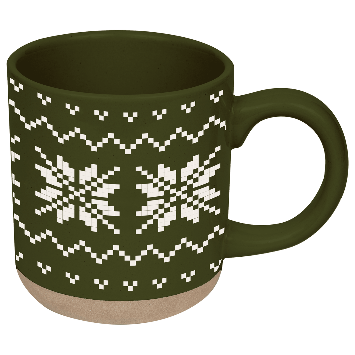 Mug à café en grès 14 oz, motif jacquard vert