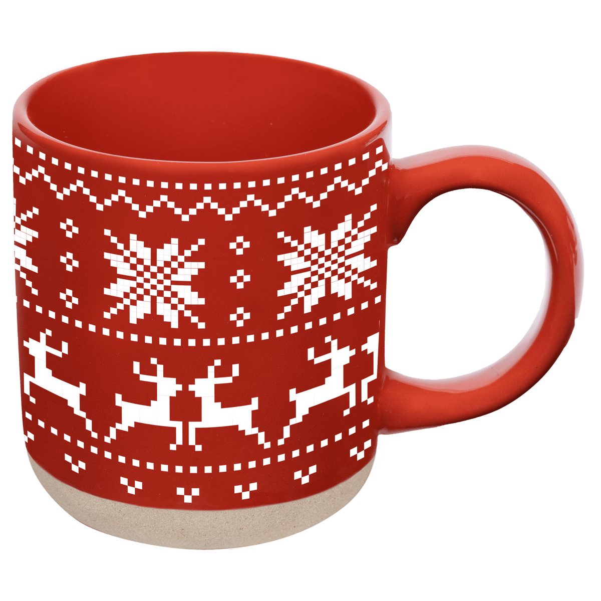 Tazza da caffè in gres da 14 once con motivo Fair Isle rosso
