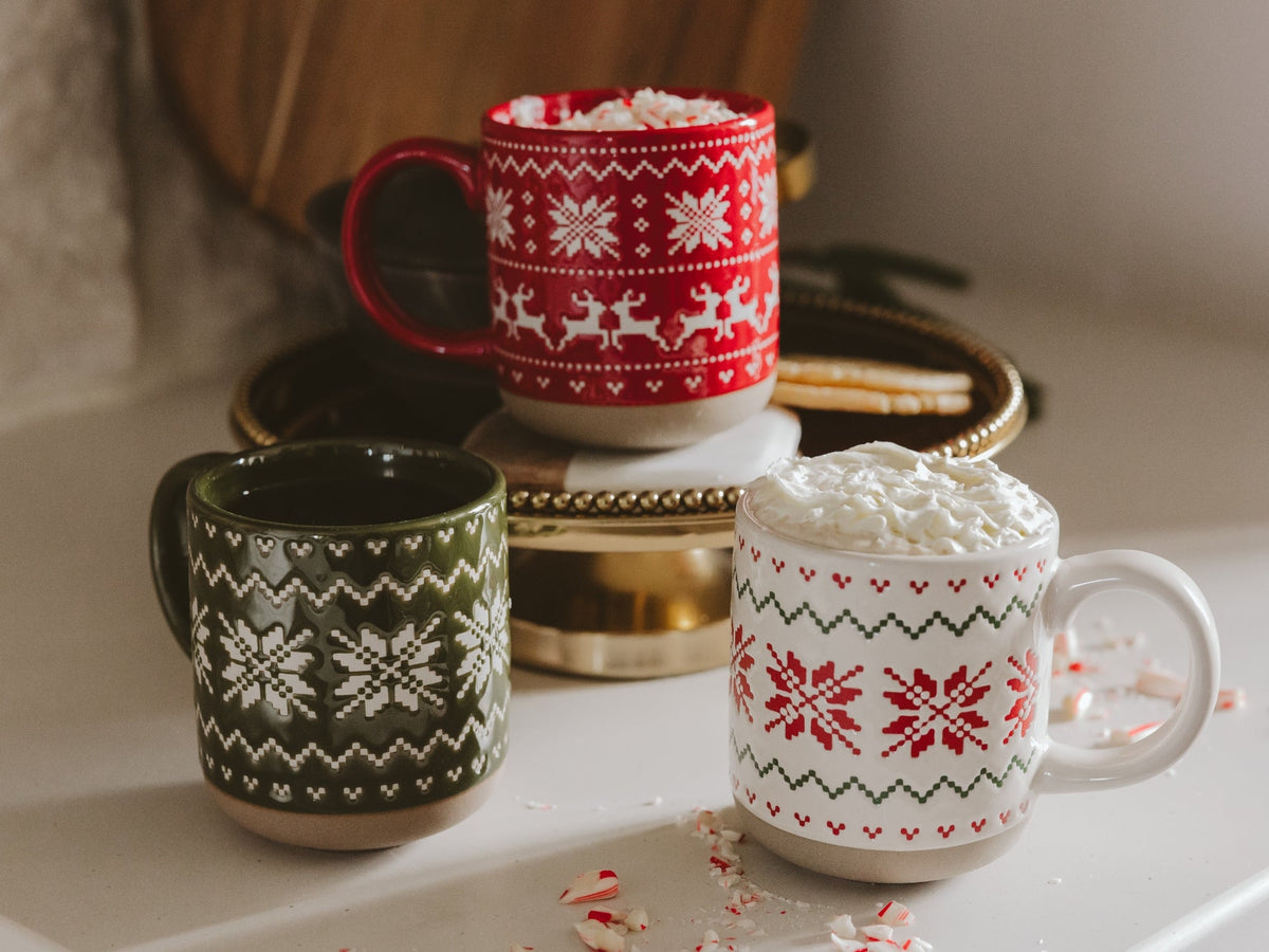 Mug à café en grès 14 oz motif Fair Isle