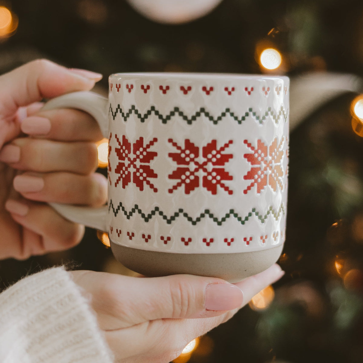 Mug à café en grès 14 oz motif Fair Isle