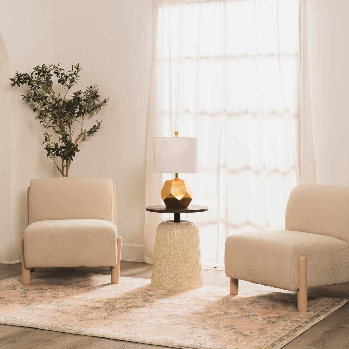 Lampe de table géométrique Coleford Gold - Destockage