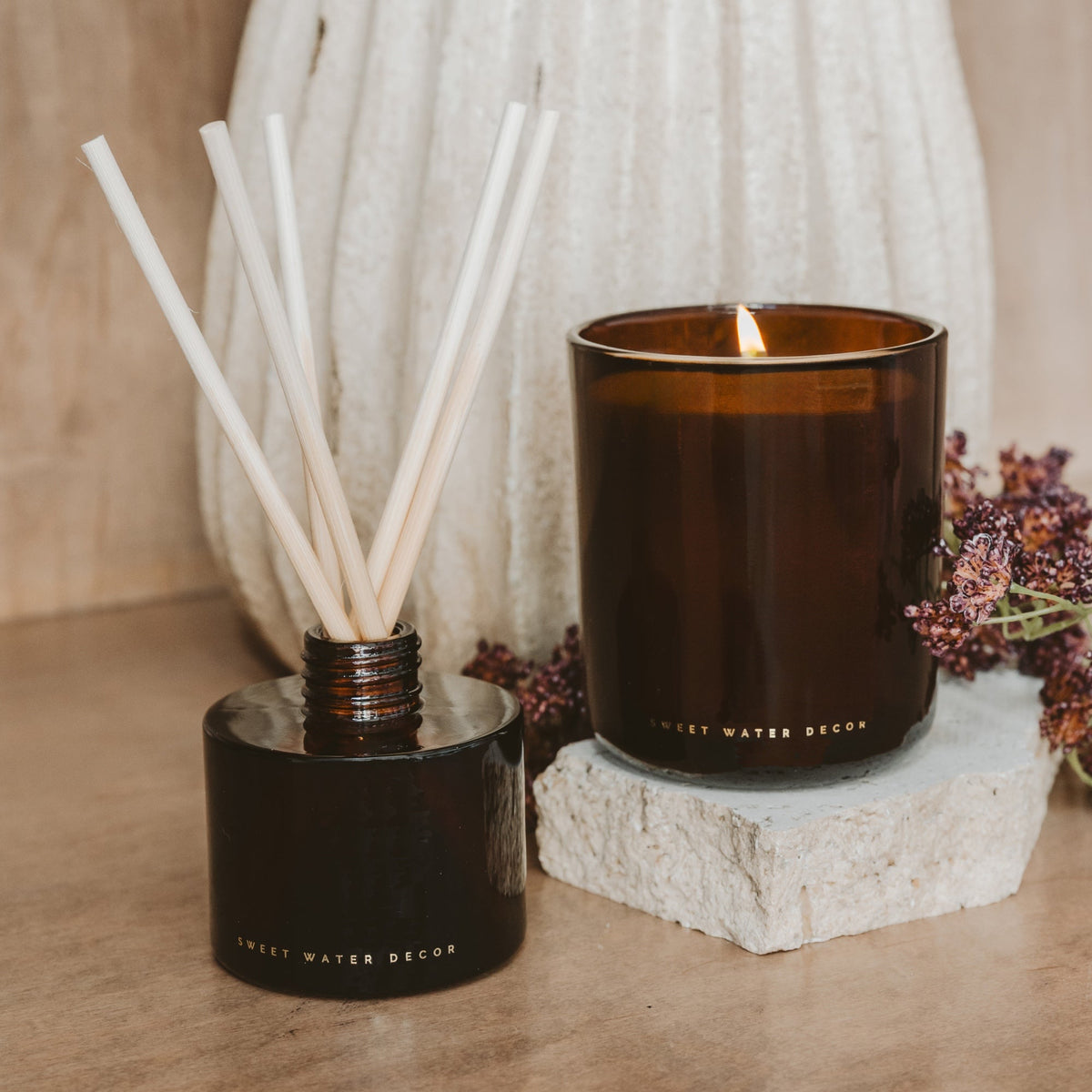 Diffusore a bastoncini in vetro ambrato profumazione Pumpkin Spice