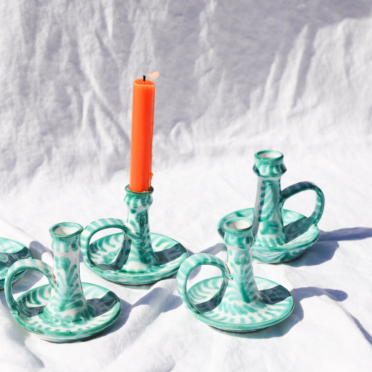 Candlestick with hand painted designs