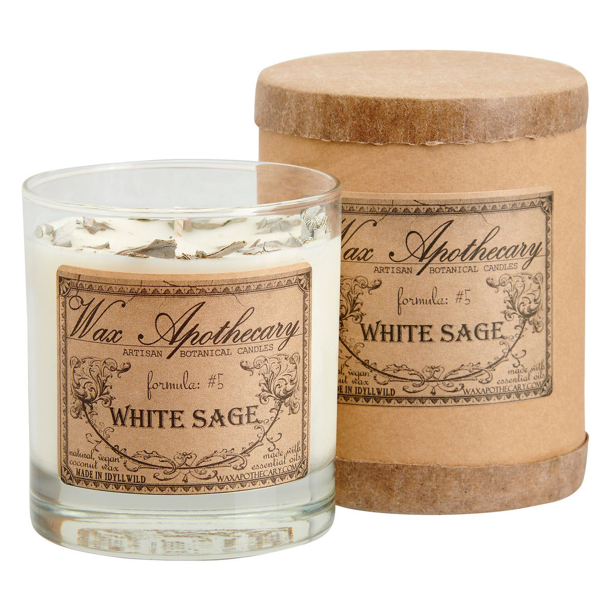 White Sage 7 oz Botanical Candle in Scotch Glass