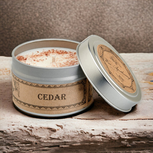 Candela botanica al cedro in barattolo da viaggio