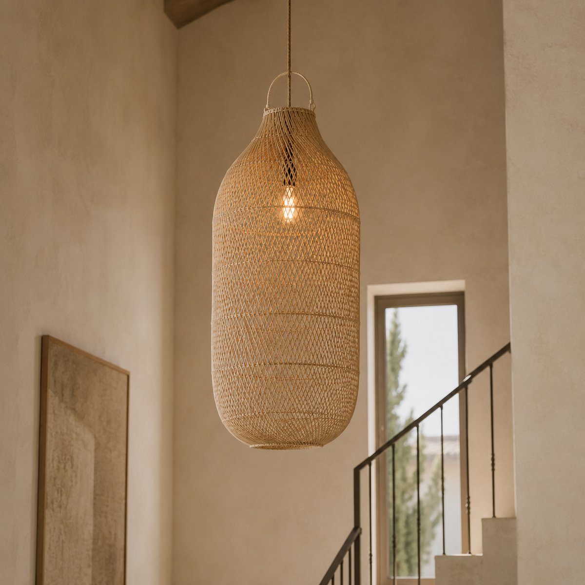 Lampadario scultoreo oversize a sospensione Juno in tessuto
