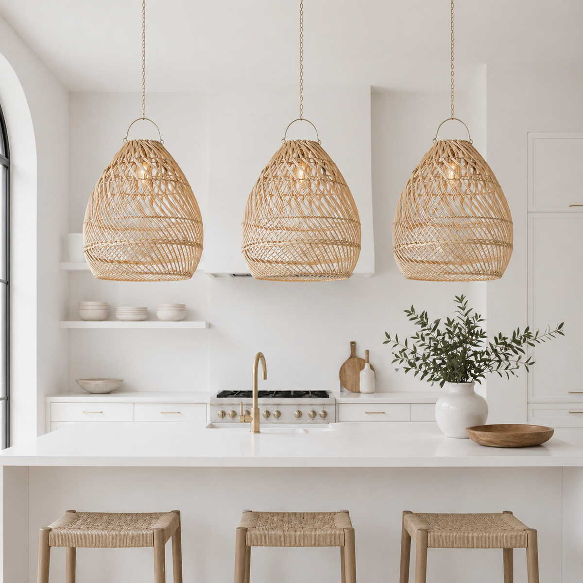 Lampada a sospensione in rattan naturale Ella