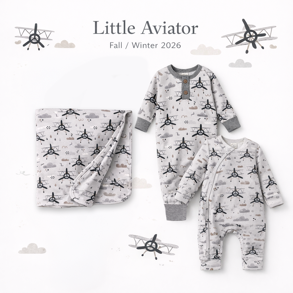Little Aviator Bamboo Henley Romper