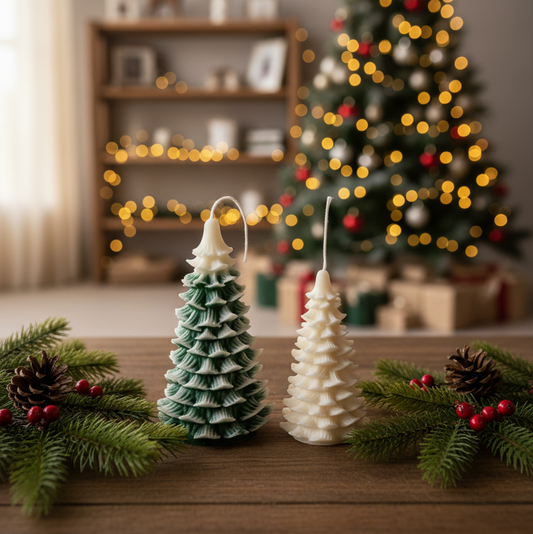 Candela Albero di Natale | Decorazione natalizia scultorea in cera di soia