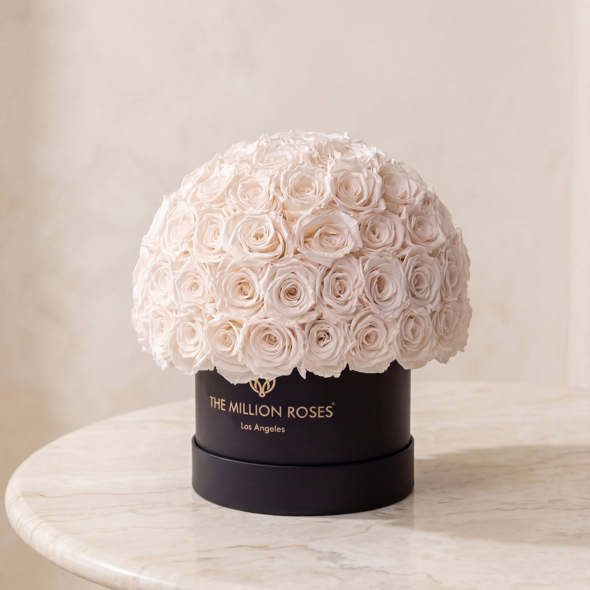 Boîte Superdome noire classique | Roses blanches