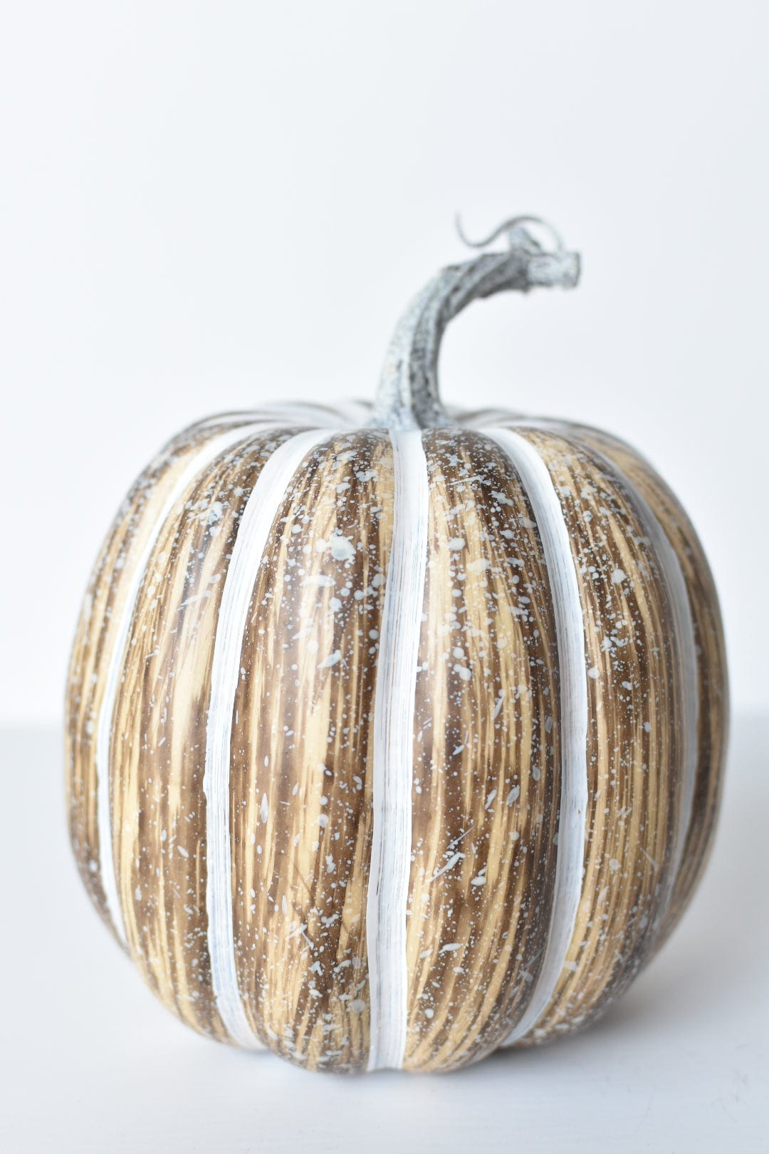 Fausse citrouille 7"Hx5,5"l Beige Blanc - Grande