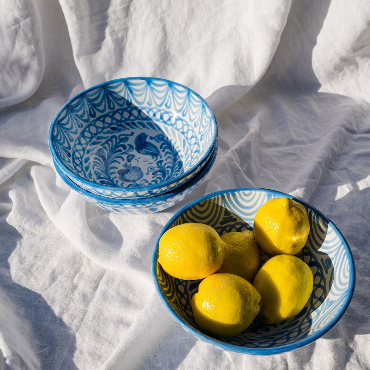 Medium bowl with hand painted designs