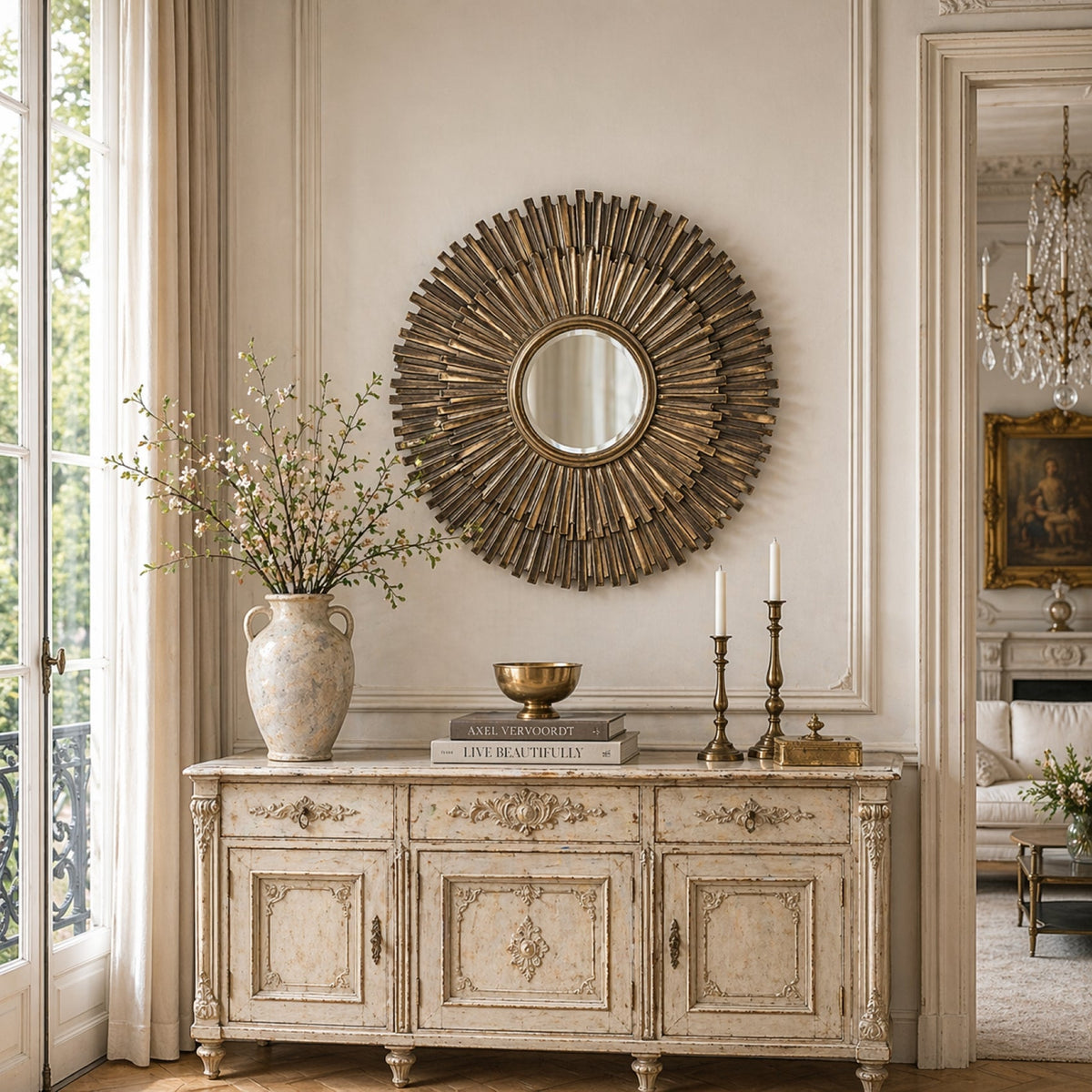 Daria Round Sunburst Wall Mirror 39.5 in